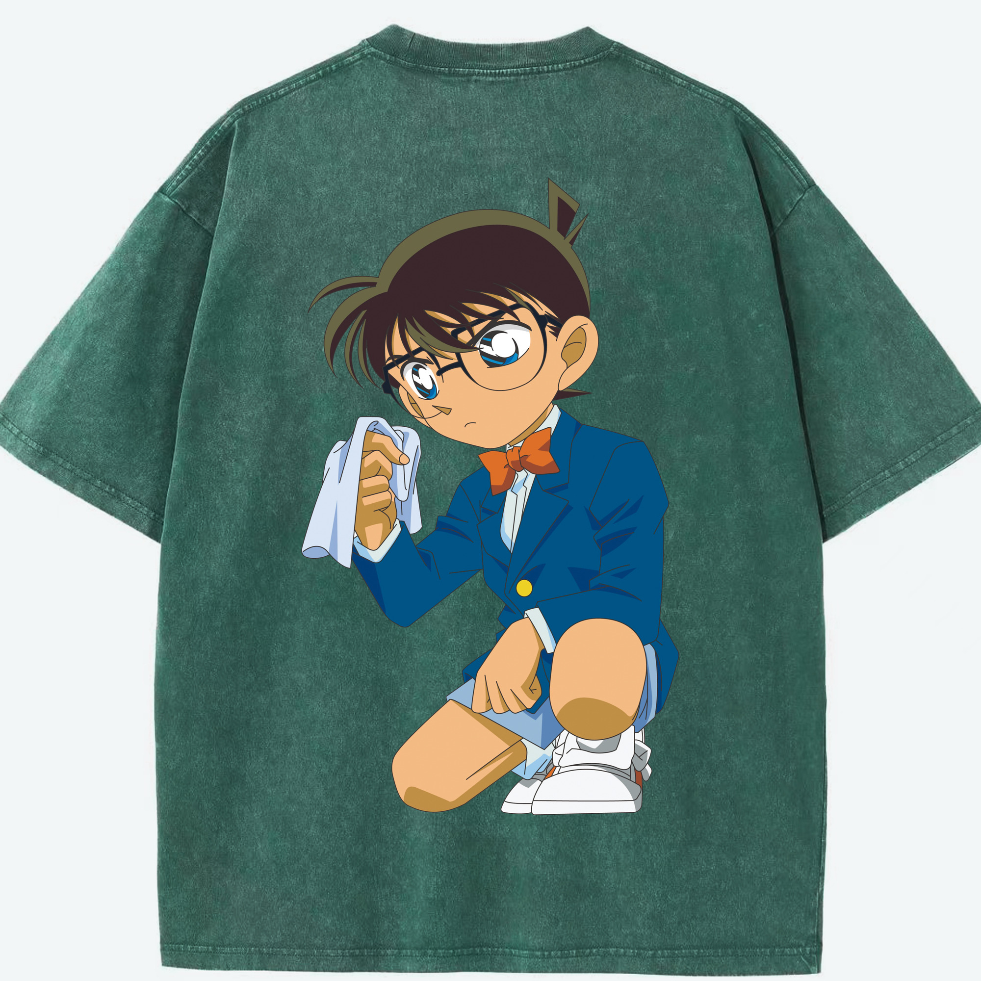 （画像用） 名探偵コナン 江戸川 コナン Detective Conan Conan Edogawa 綿100% ヴィンテージ風 半袖Tシャツ（背面プリント）